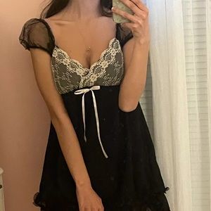 Emmiol Black Fairy Y2K Patchwork Mesh Mini Dress